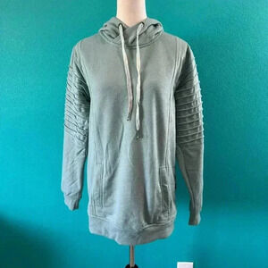 Truth Substance Common Sense Womens blue Pleated Sleeve Pullover Sweatshirt S